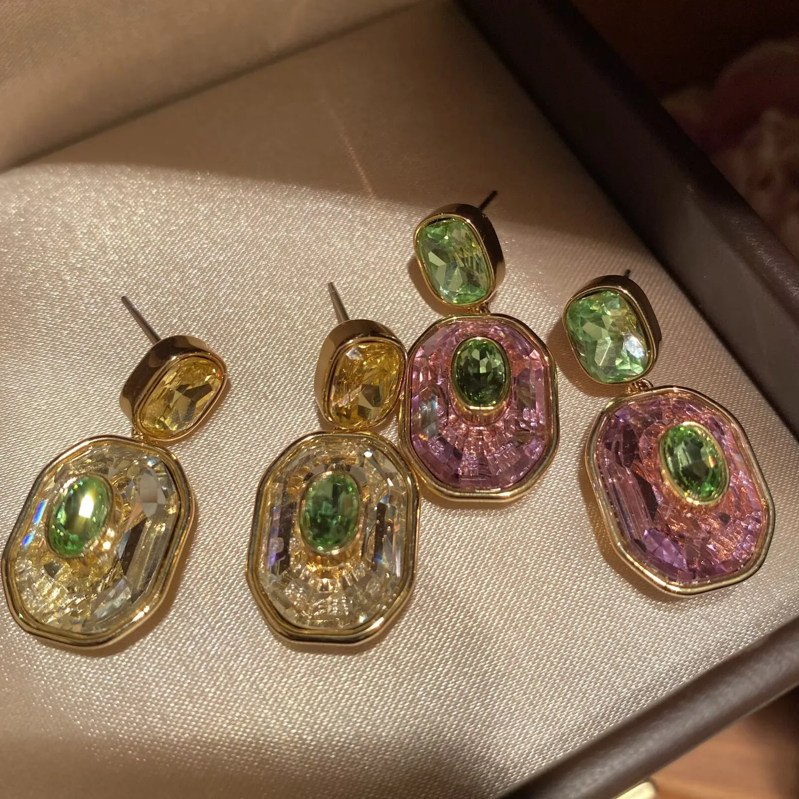 Women Candy-colored Square Sweet Super Shiny Transparent Dopamine-colored Earrings Women's Gift Fashion Party Accessories