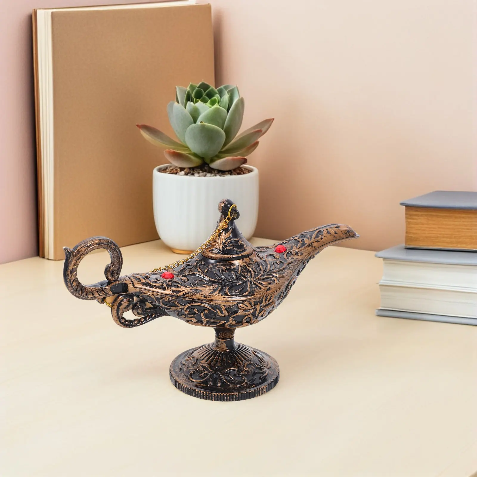 

Vintage Arabian Lamp Costume Props Party Decoration Retro Lamp Statue Birthday Holiday Tabletop Centerpiece