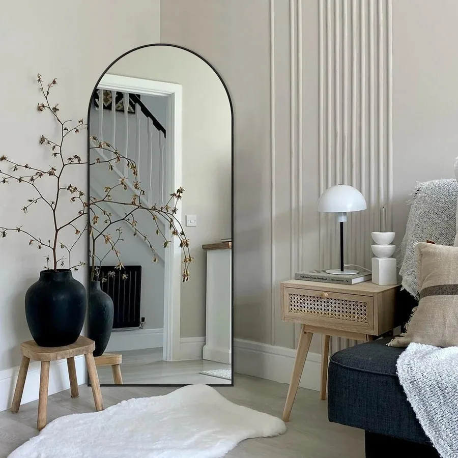 Large Full Length Arch Mirror Thickened Aluminum Frame Art Decor Mirror For Bedroom Living Room Aesthetic Room Home Decor