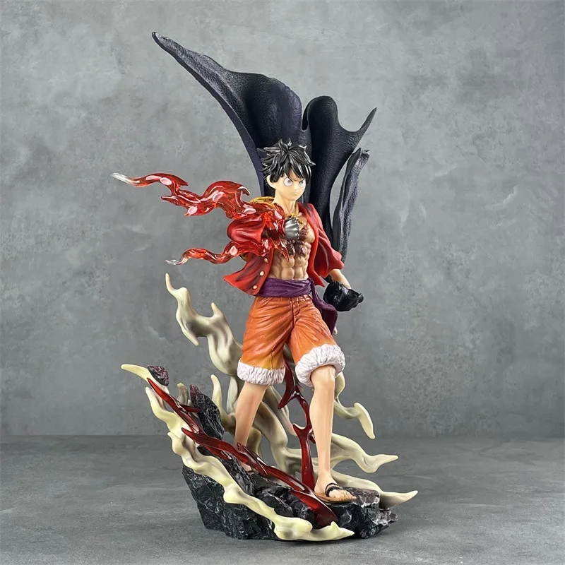 New 28cm Anime One Piece Luffy Figure Color Of Armament Gk Haki Four Emperors Statue Pvc Action Figurine Collection Model Toy