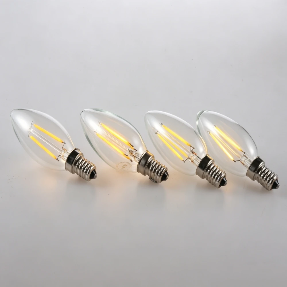 6-24pcs LED Edison Filament Candle Blubs Light C35 C35L 2W 4W 6W 8W Cold Warm White Lampada E14 220-240V for Crystal Light
