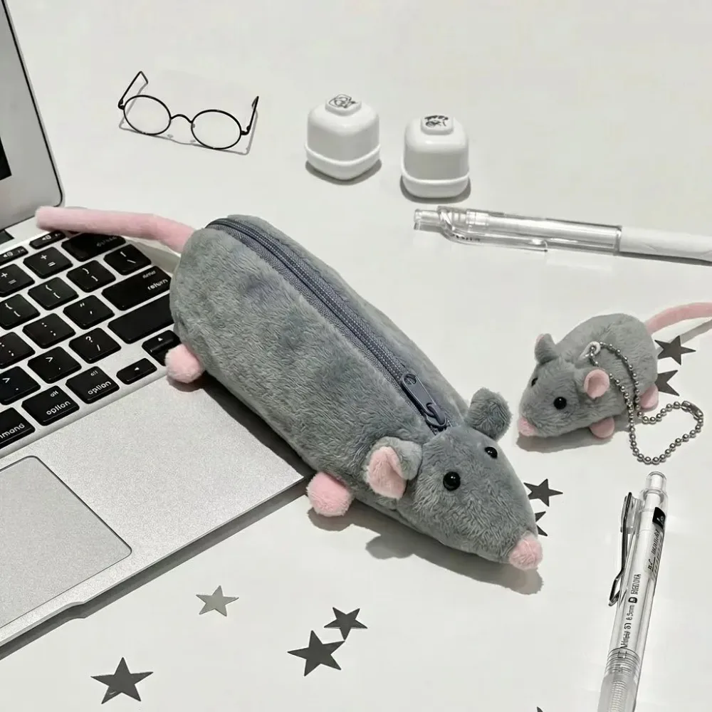 Stationery storage bag, cute cartoon mouse pen bag, fun and funny plush, large capacity, high aesthetic value, student gift