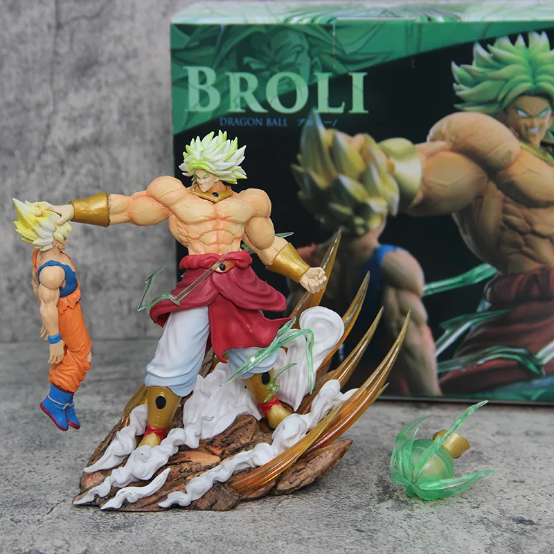 20cm Anime Dragon Ball broly Vs Son Goku  Action Figures Gk Statue A Super Saiyan Model Toy Collection Decoration Boy Gift ﻿