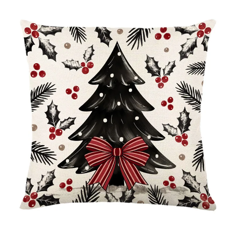 2026 Merry Christmas Cushion Cover Lovely Santa Claus Penguin Deer Print for Sofa Bed Chair Christmas Home Decor Christmas Gift