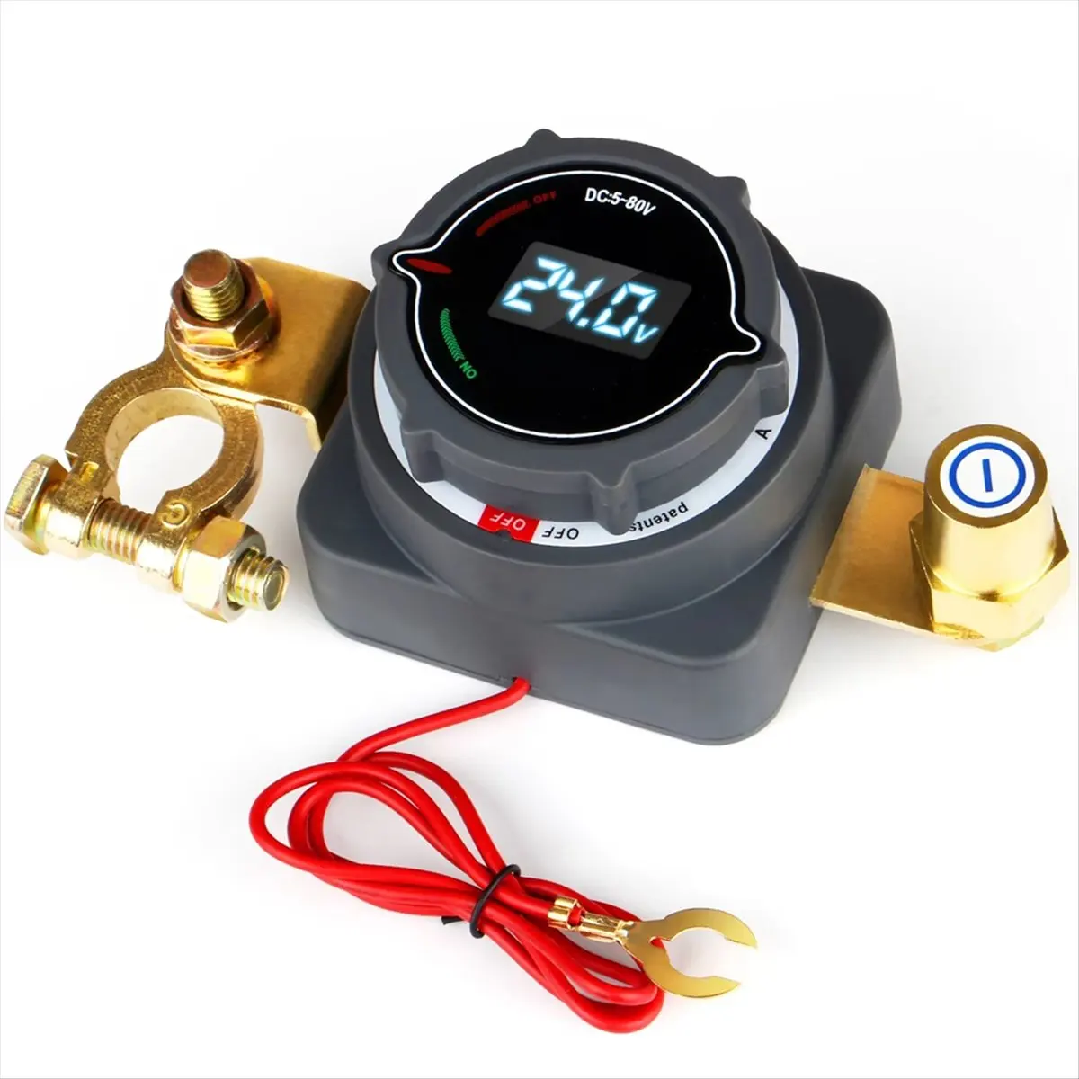 L73A NEW Top Post Battery Disconnect Switch with Voltmeter, DC 5-80V on Off Switch Power for Marine Boat RV Car Truck