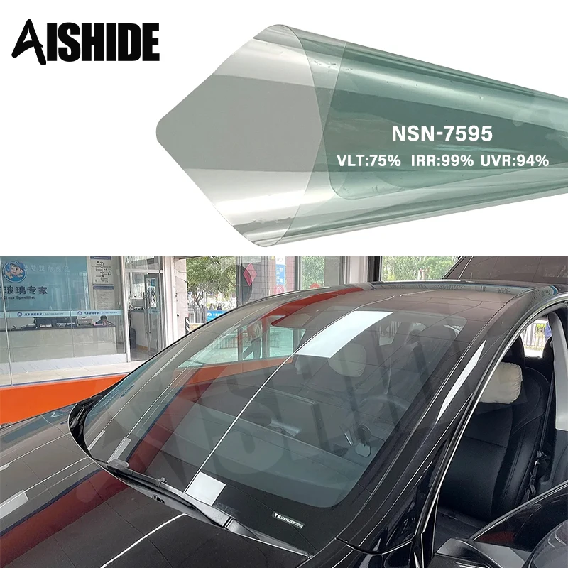 Aishide 75%VLT High Privacy Film NSN-7595 High Thermal Insulation Automotive Nano Ceramic Window Glass Tinting Film For Car