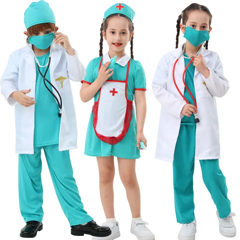 

Children's doctor costume role-playing nurse suit set kindergarten white coat performance suit surgical suit