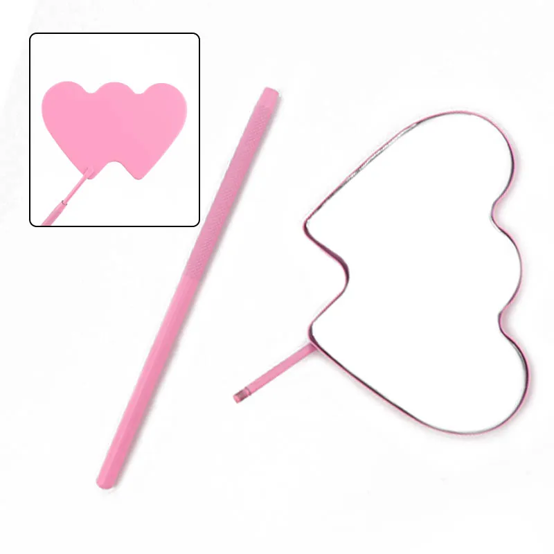 1pcs Eyelash Extension Checking Mirror Double Heart Shaped Magnifying Inspect Makeup Mirror False Lash Lifting Beauty Tools