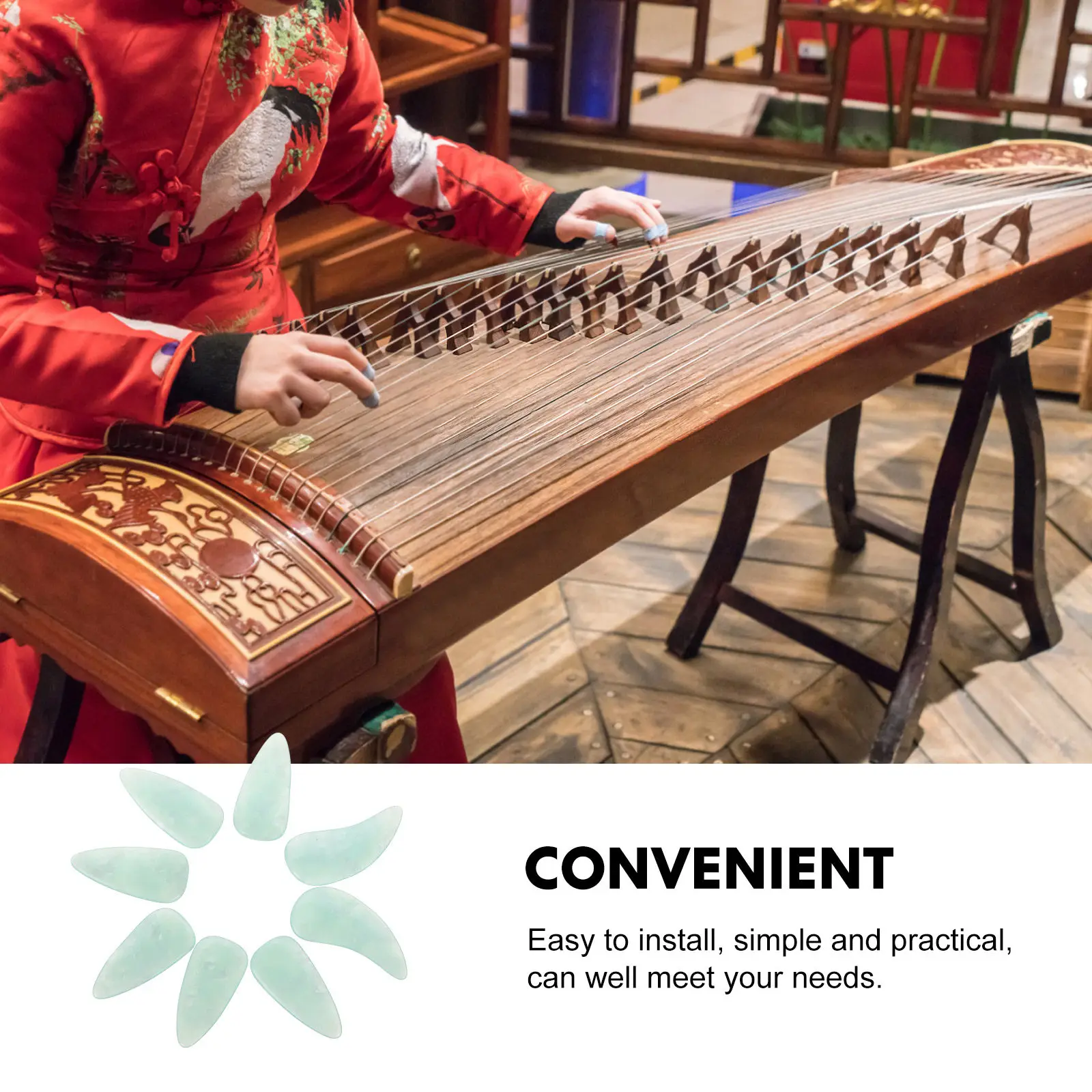 8Pcs Guzheng Nail Protectors Resin Curved Finger Picks for Chinese Zither Practice Performance Ages 8-15 Comfort Durability