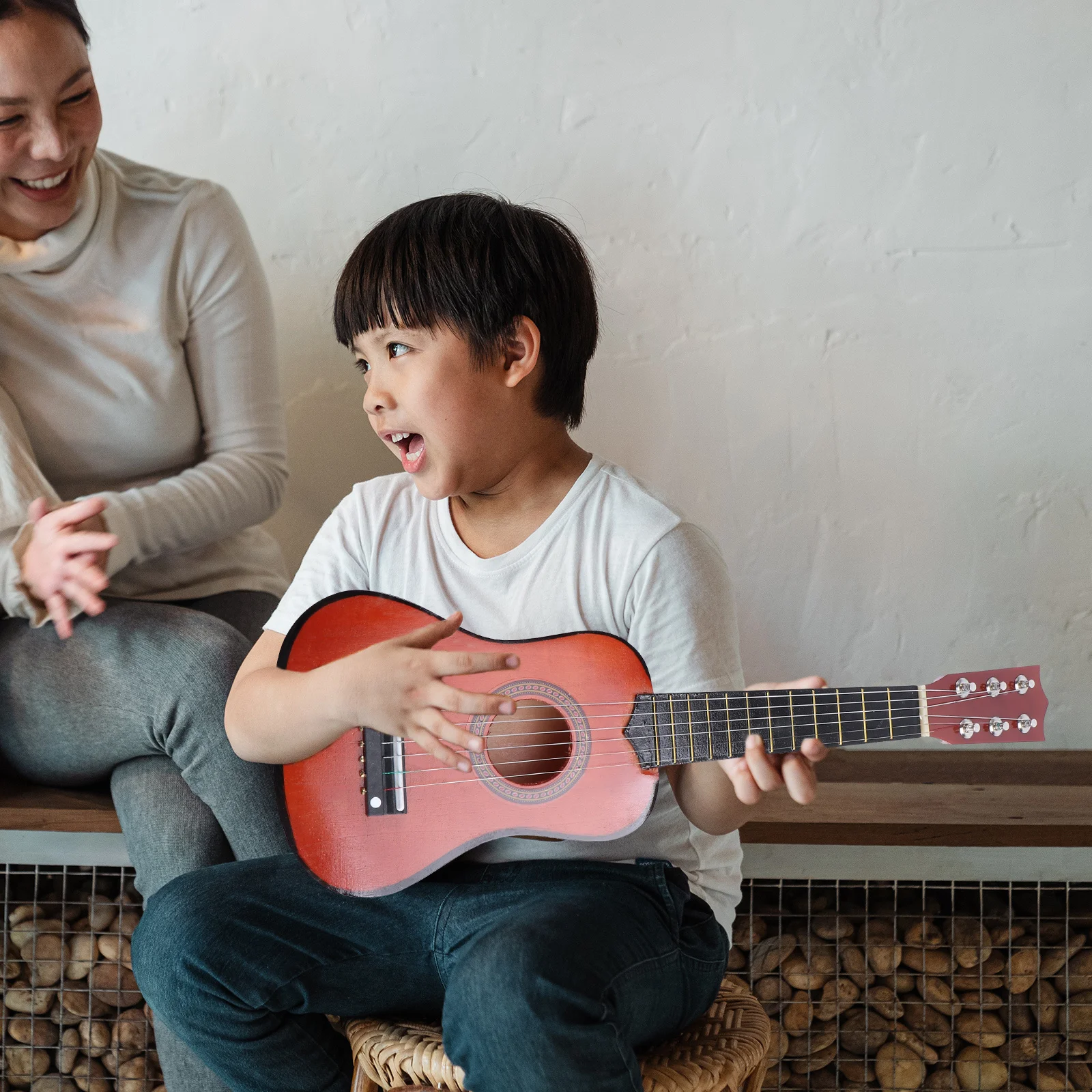 Beginner 21 inch akoestische gitaar voor kinderen Folk stijl 6-snarige muziekinstrument speelgoed kleine oefengitaar draagbaar muzikaal cadeau