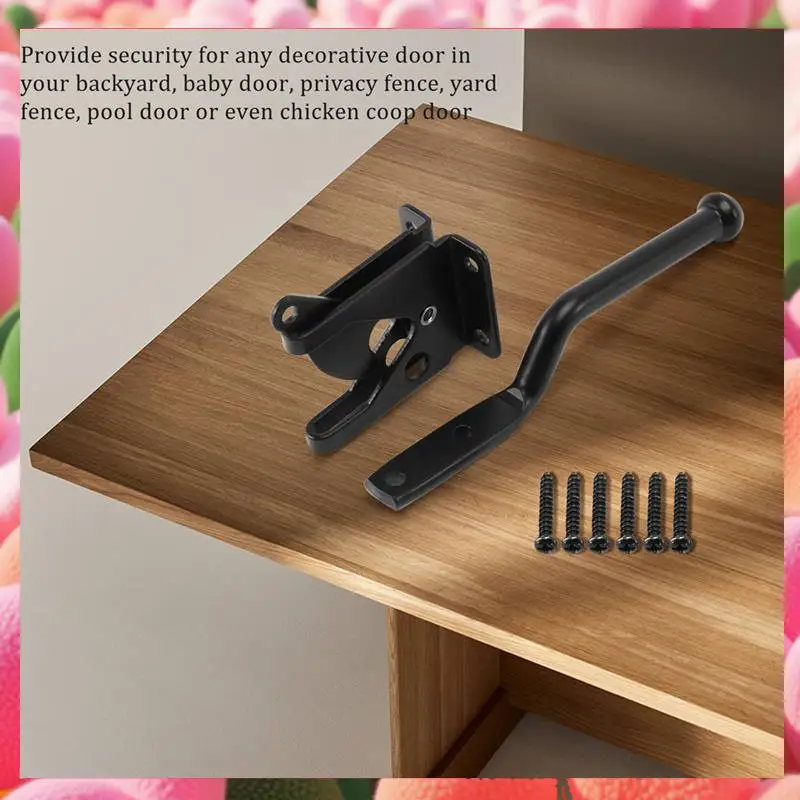 

3Set Self Locking Gate Latch Automatic Heavy Force Lever Fence Gate Lock For Wood Fence Gate Door Latches-ABJU