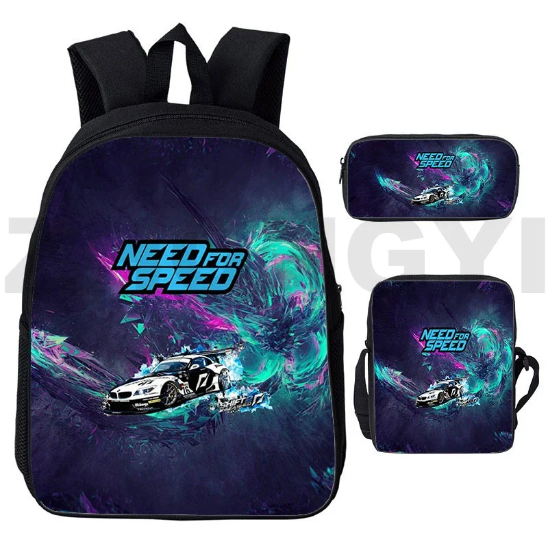 Funny 3D Print Need for Speed Backpack 3 Pcs/Set NFS Canvas Backpack Men Plus Outdoor Travel Unisex Satchel Primary School Bag