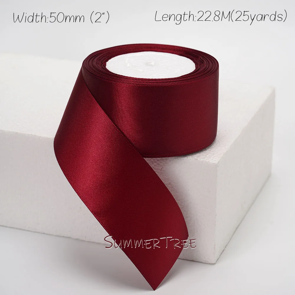 Burgunderrotes Seidensatinband, 22,8 Meter, 6 mm, 10 mm, 15 mm, 25 mm, 38 mm, 50 mm, Weinrot, für handgefertigte DIY-Geschenkverpackungen, Hochzeit, Party, Dekoration – Detail 13