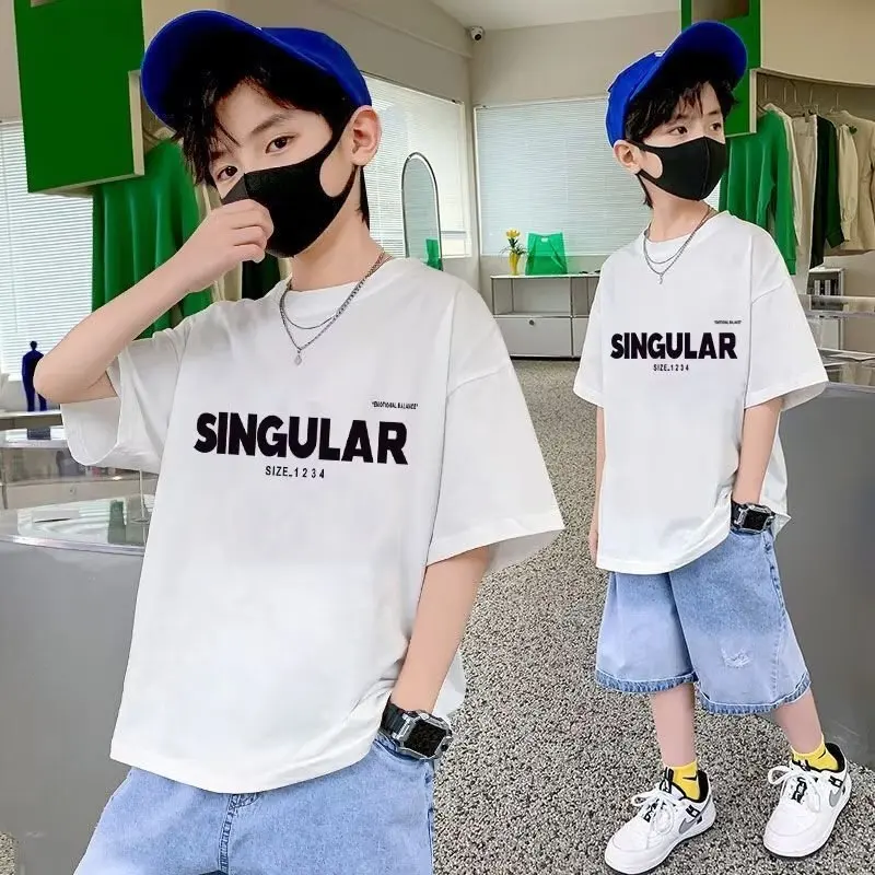 

Simple Japanese Ins Summer Trend New Versatile Children's Clothing Literary Short Sleeve Harajuku Crewneck Fashion T-shirt