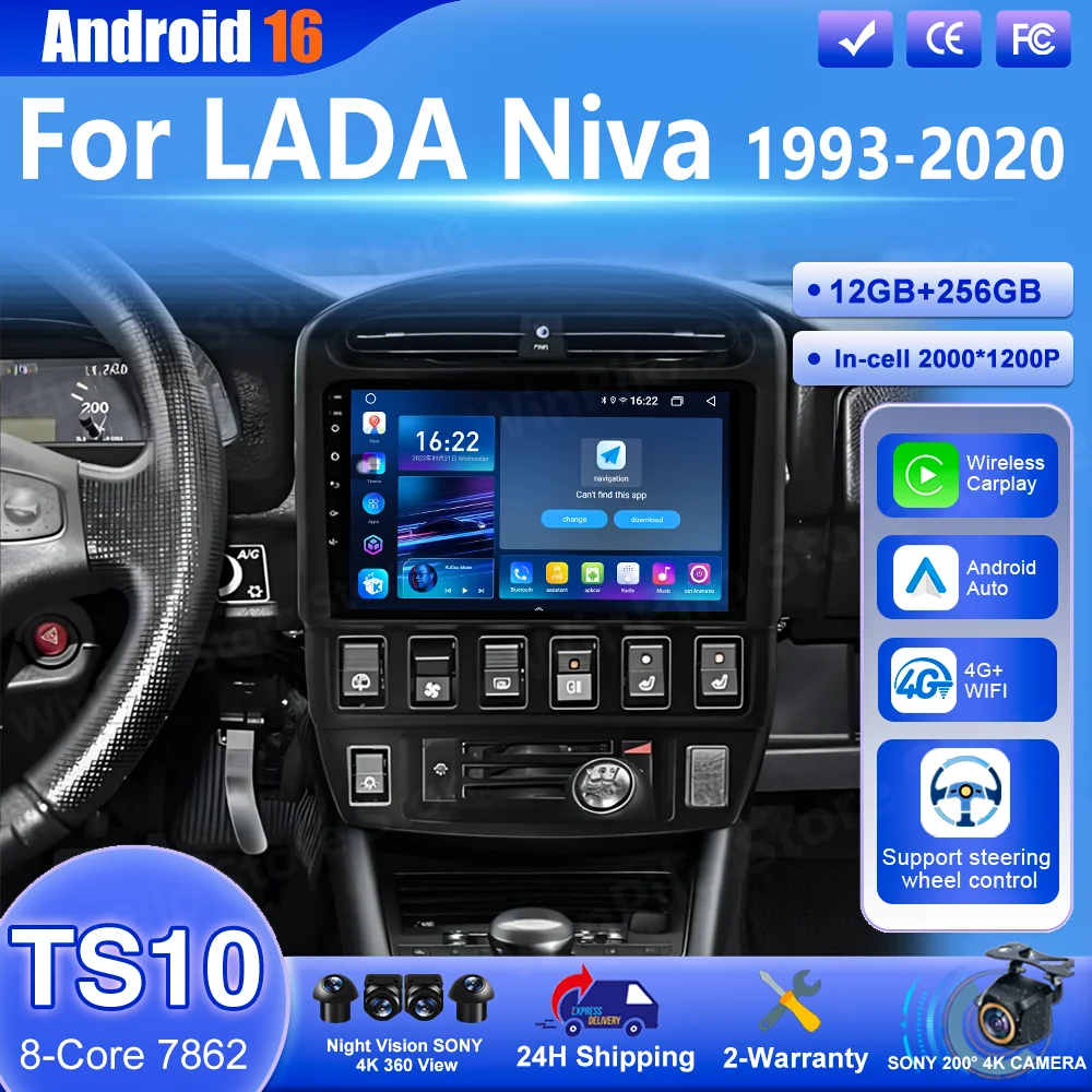 

Android 16 Carpaly Navigation GPS For LADA Niva 1993-2020 Auto Bluetooth Multimedia Video Player Touch Screen Auto Radio Stereo