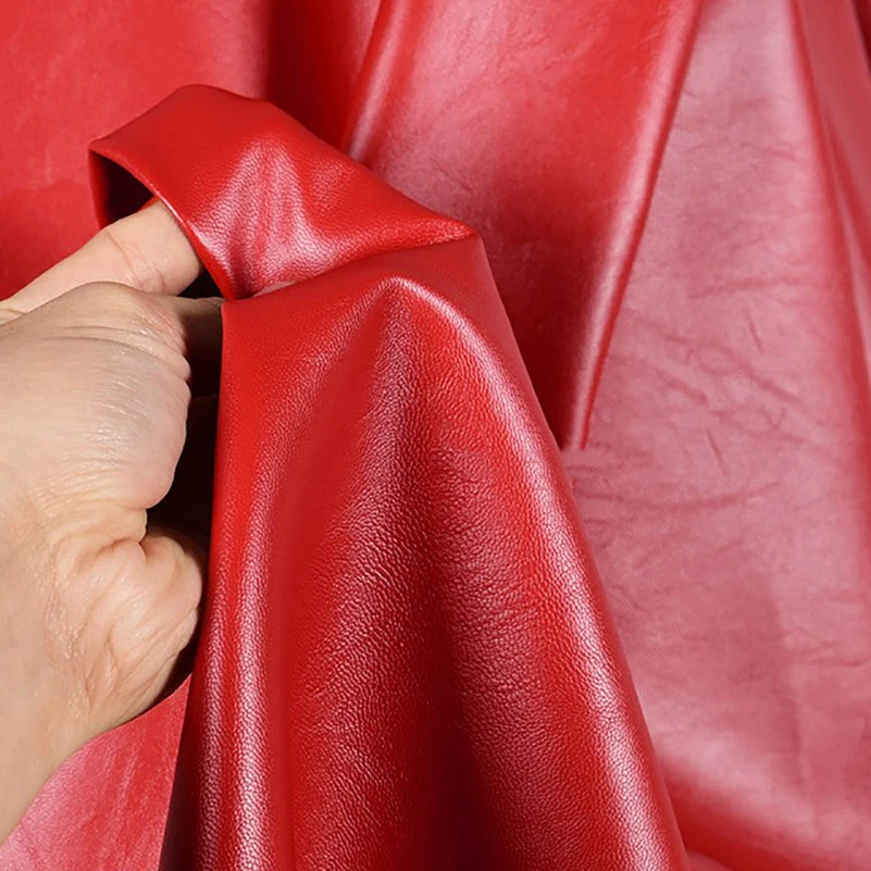 Soft PU Leather Fabric No Elasticity Matte Faux Leather for Sewing Clothes Dresses Coat Jacket per Half Meter