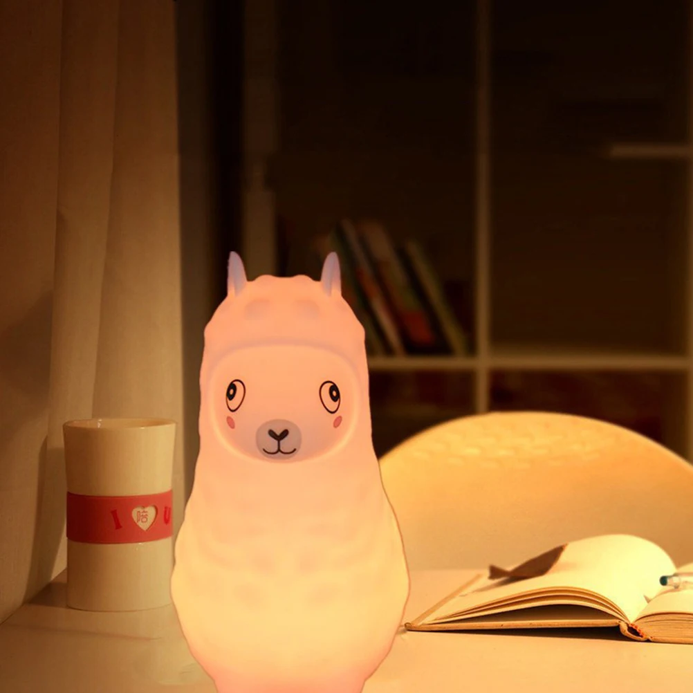 

Alpaca Night Light Children Room Decoration Lamp Table LED Desktop Shaped for Baby's