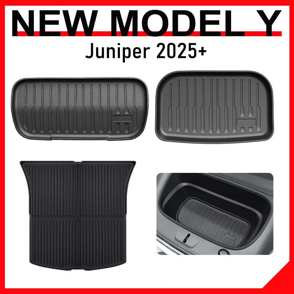 For Tesla Model Y Juniper 2025 2026 Front Rear Trunk Mats Cargo Mat Liner Seat Back Cover Pads All Weather Interior Accessories