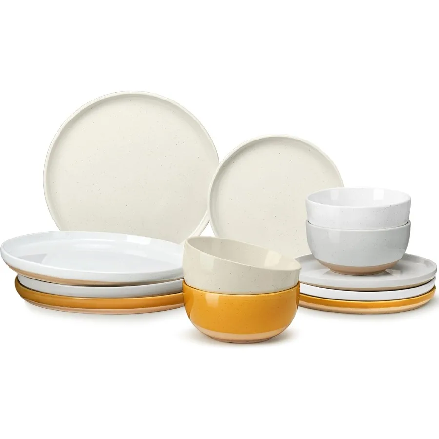 

Набор керамической посуды для фермерского дома, набор керамических тарелок и мисок в крапинку, матовая терракотовая нижняя керамическая посуда S