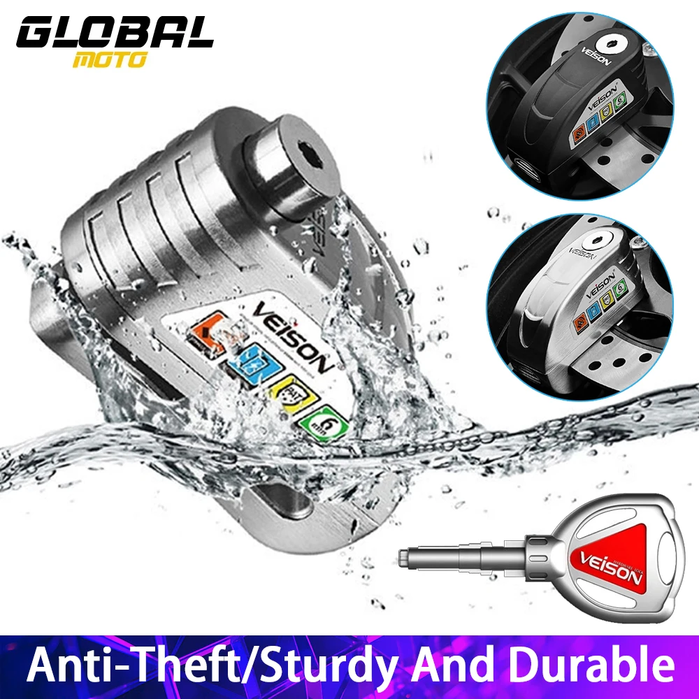 VEISON Motorcycle Disc Brake Lock Waterproof Anti-theft Motorbike Alarm Lock Rust Resistant Bicycle Disc Brake Lock Safety