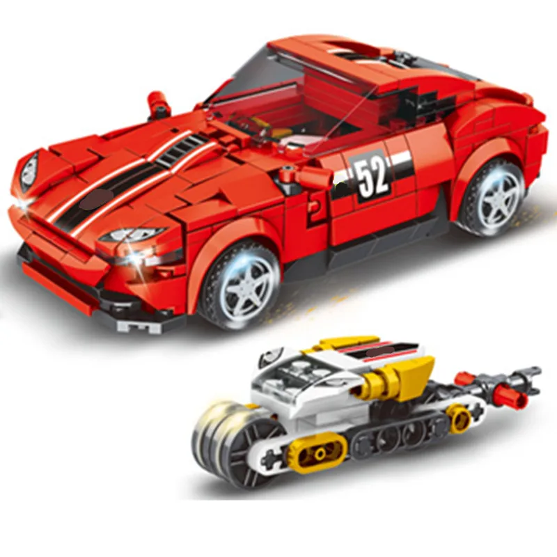 MOC Speeds Champions Series White Red Motorcycle Famous Supercar Race Car Sports Building Blocks Bricks Kits Classic Model