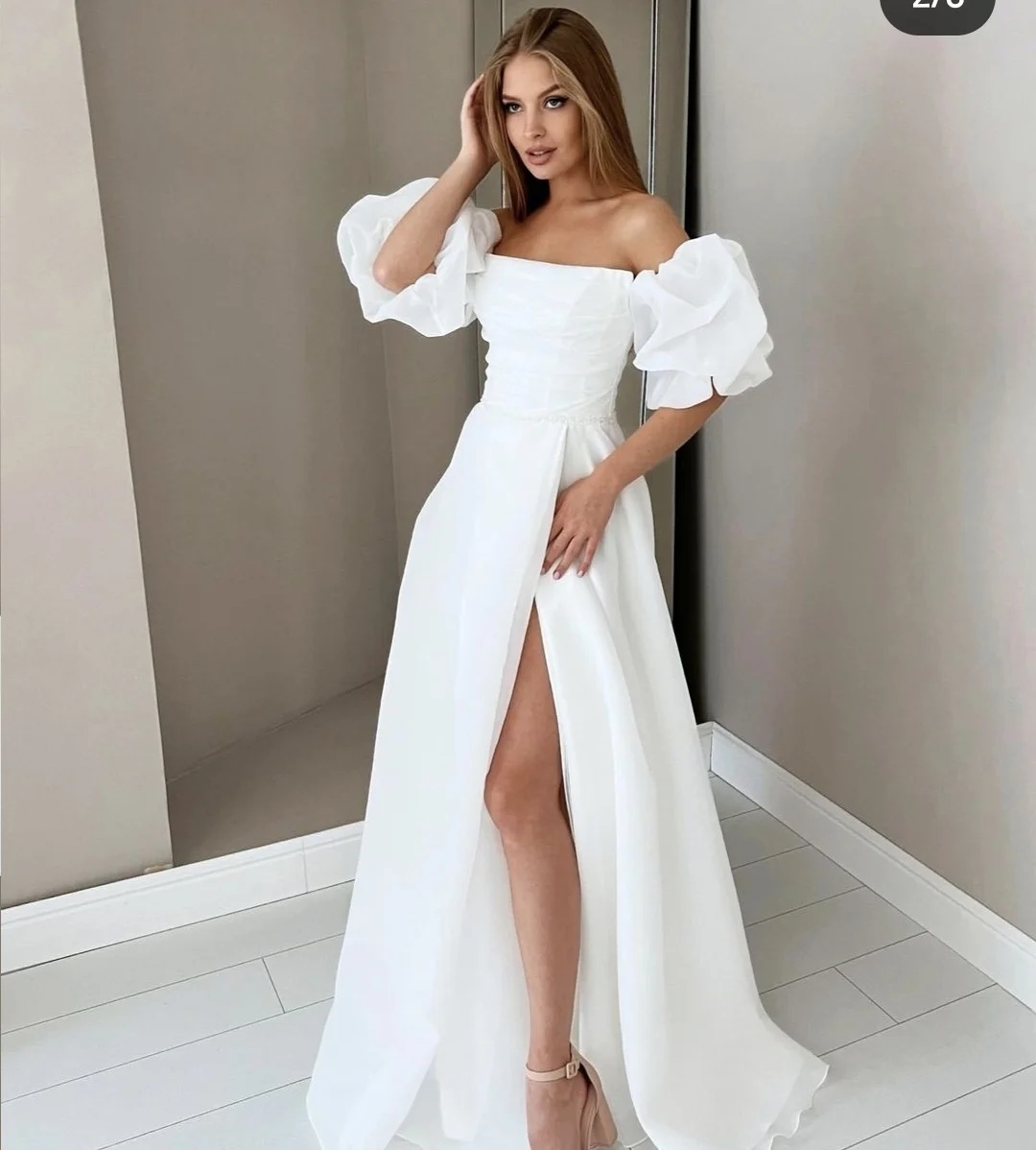 2025 Customize To Measures Wedding Dress Elegant Beach A-Line Puff Sleeve For Women Bridal Gowns Beach Floor Length Zipper