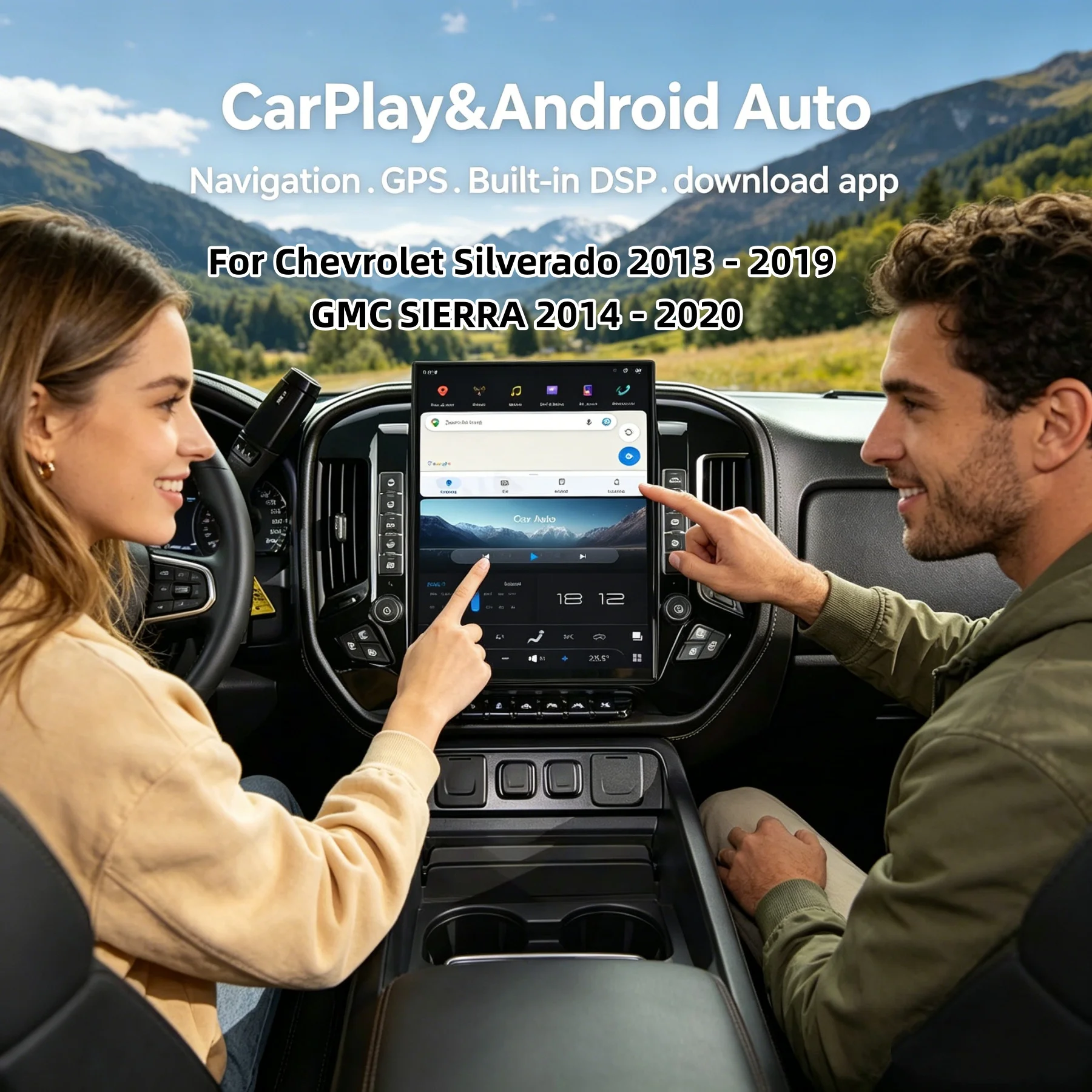 

14.5 inch Car Radio Wireless Carplay For Chevrolet Silverado 2013-2019 GMC Sierra 2014-2020 Android Navigation GPS Touch Screen