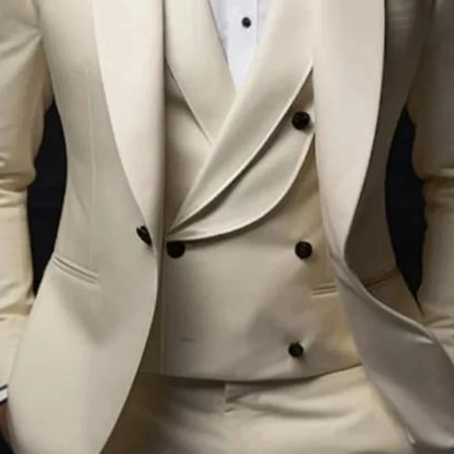 Blazer Suit For Men 2 Piece Outfit Set Suits High Quality 2024 Pants Mens Clothing Wedding Tuxedo Jackets beige Tailor-made coat