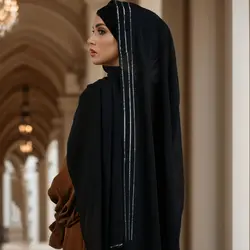 New Diamond Chiffon Hijabs Scarves Women Muslim Shawls Rhinestone Headscarf Wraps Turban Islamic Clothing Solid Bandana Bufandas