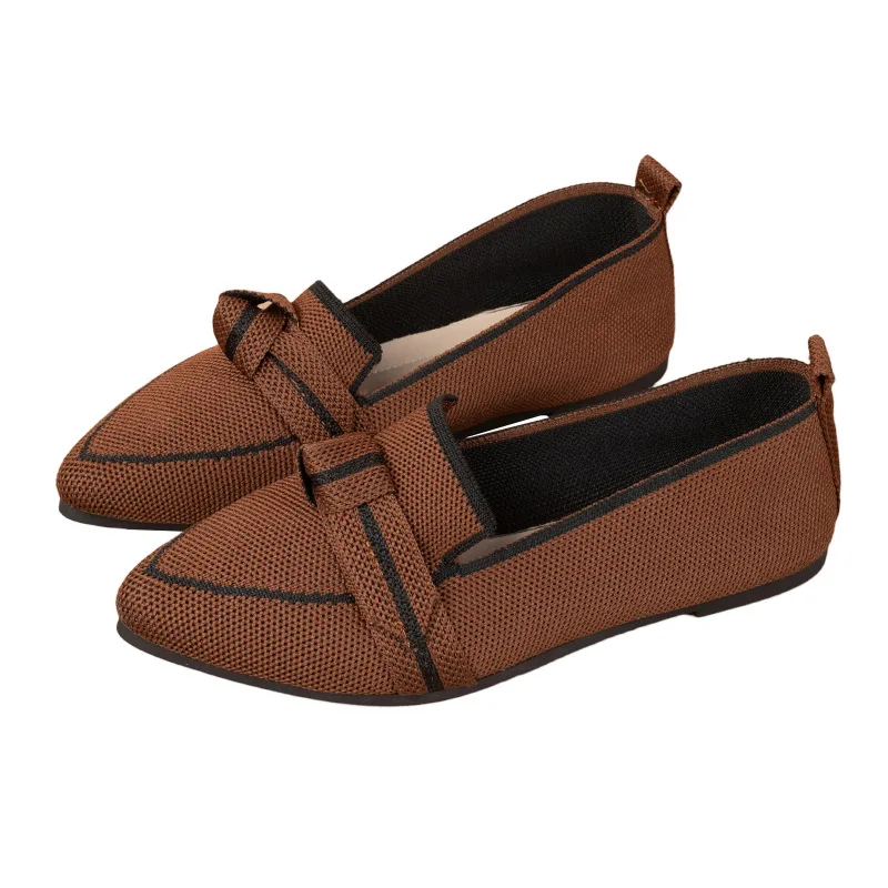 Damen-Flats 2026 Neue Gestrickte Slipper Atmungsaktive Bequeme Einfarbige Schuhe Lässige Spitzzehen-Wanderschuhe Sneakers für Damen – Detail 16
