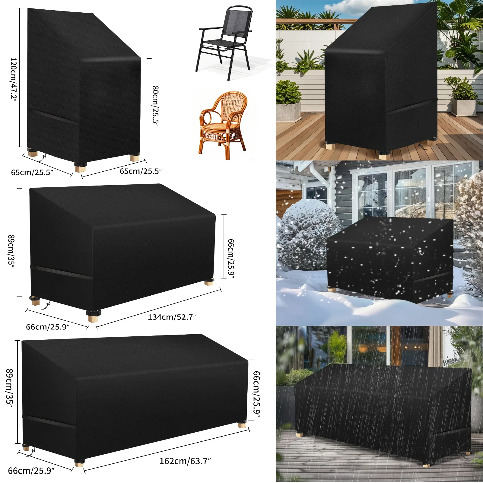 Garden Bench Chair Seat Covers Waterproof Heavy Duty Oxford Fabric Outdoor Stackable Chair Cover Windproof Anti-UV Patio Covers