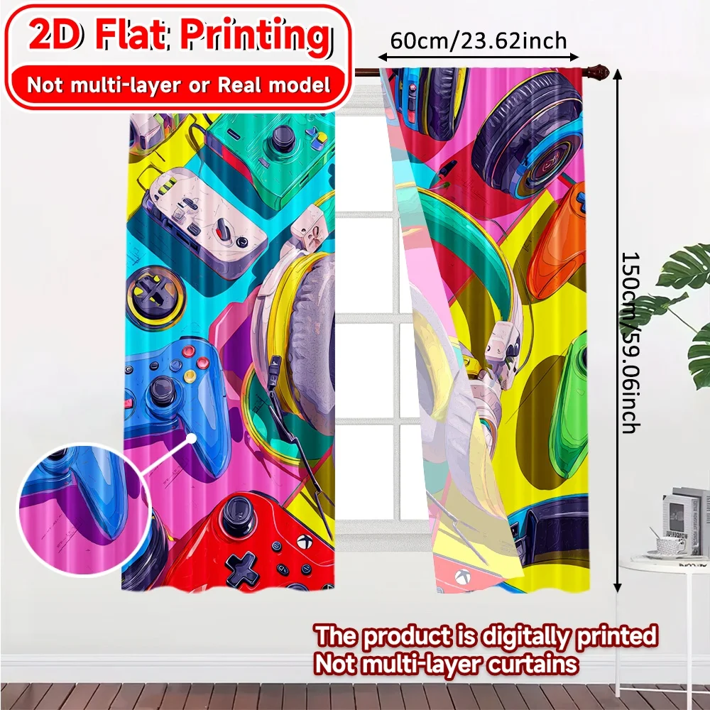 2D Flat Printing,2pcs NeonGamerSetup Minimalist Chic Curtains Versatile Durable Polyester Curtains Versatile All Perfect for