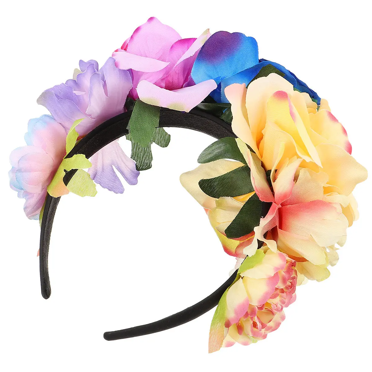 Simulation Rose Flower Headband for Women and Men Adorable Delicate Photo Prop Halloween Carnival Masquerade Ball Cosplay Hair