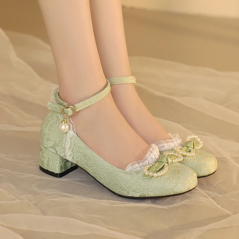 

Лолита, новые китайские туфли на высоком каблуке в стиле ретро, туфли Cheongsam в древнем стиле, женская обувь большого размера, одинарные туфли для милых девушек