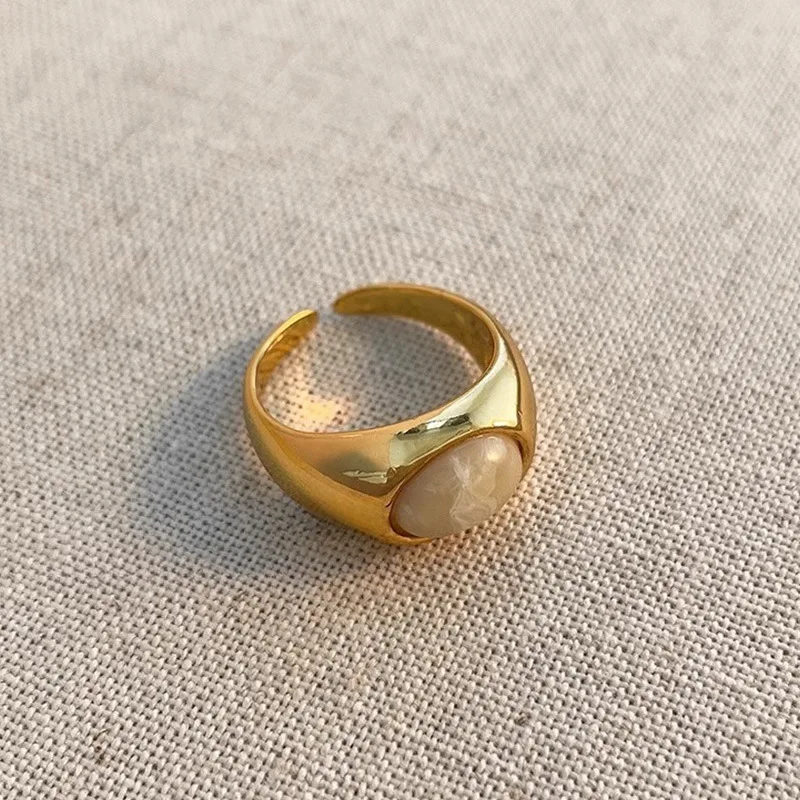 خمر الزركون البني خواتم مفتوحة للنساء فتاة الموضة تقليد الحجر الطبيعي هندسية قابل للتعديل خاتم الاصبع هدية