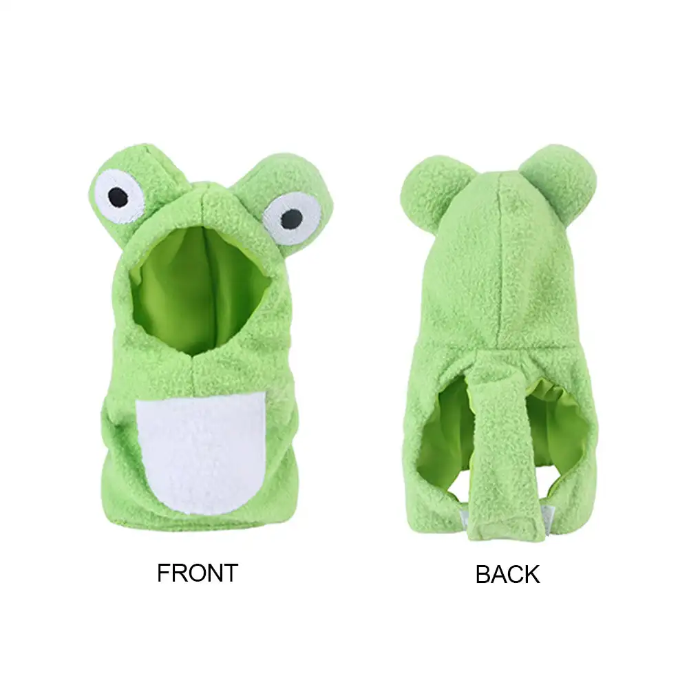 Funny Frog Shaped Birds Clothes Plush Flying Suit Parrots Costume Cosplay Outfit Winter Warm Hat Hooded Pet Bird Accessories