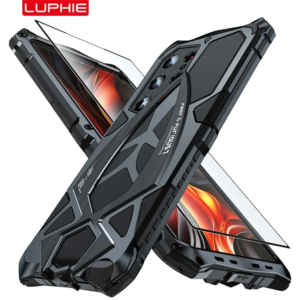 Metal Cover For Samsung Galaxy S24 Ultra Case S23 S22 U Heavy Duty Silicone Anti Drop Funda For iphone 15 Pro Max 14 13 Shell