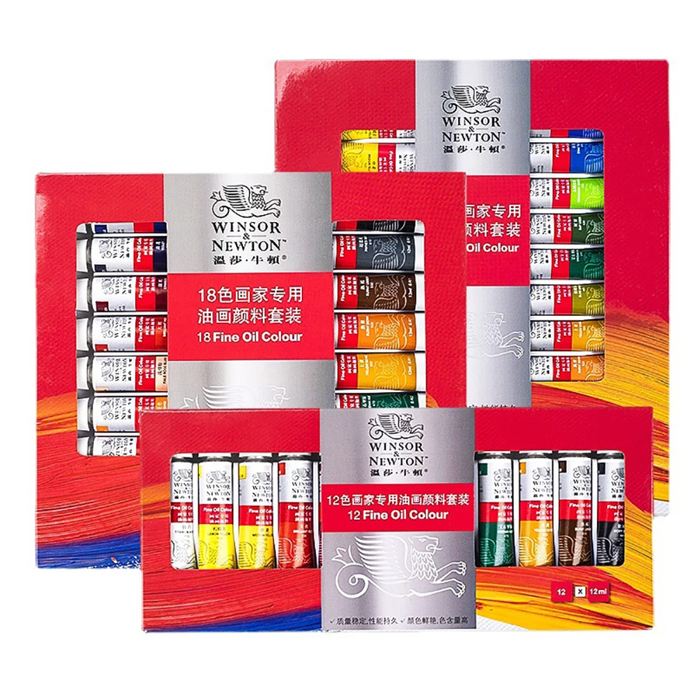WINSOR＆NEWTON Artist Oil Paint Set 12/18/24 Colors Professional Oil Painting Pigment Art Drawing Paints for Adult Beginners