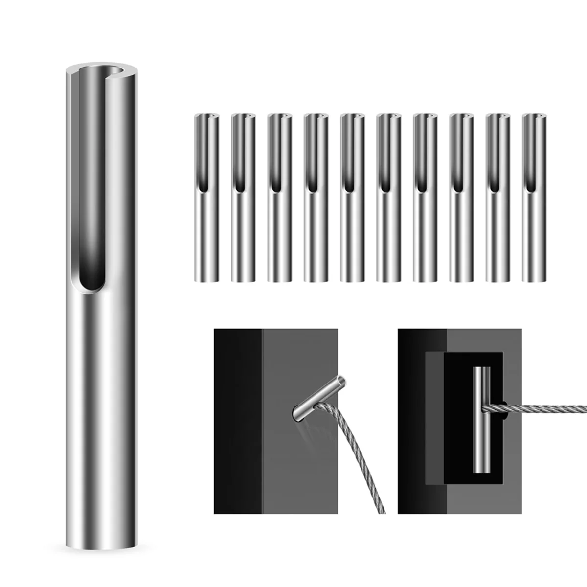 N10R 1/8 นิ้วที่มองไม่เห็นราว Terminal สลับมุม Anchor, สแตนเลสสตีลปรับสายราวฮาร์ดแวร์ 10PCS