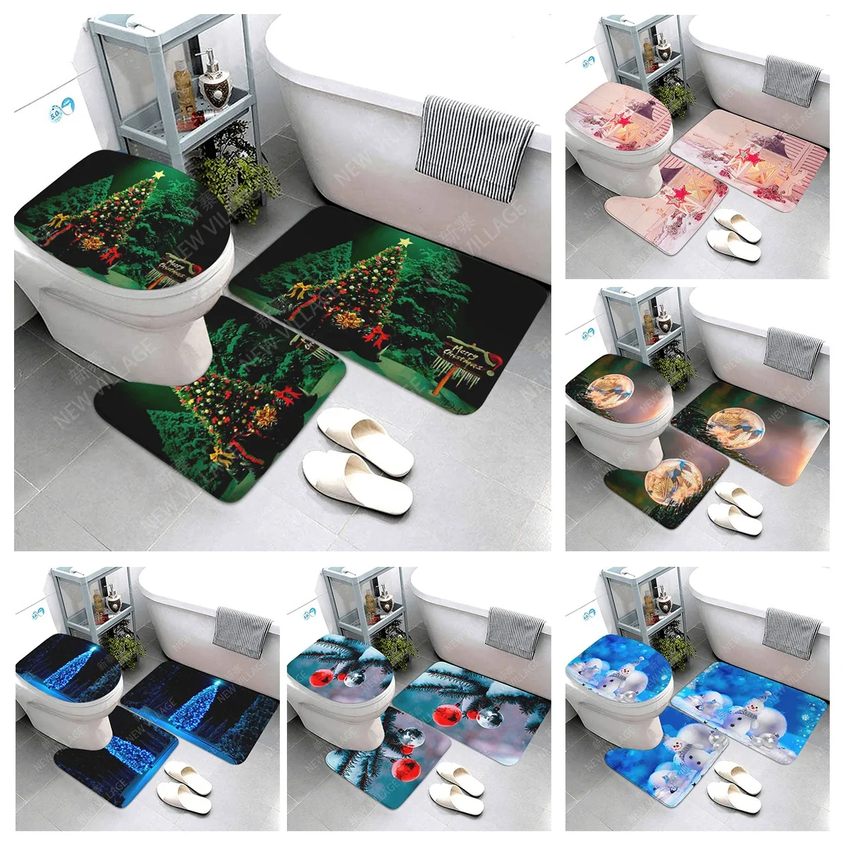 home bathroom floor mats Christmas animals Bath Foot mat modern bathroom accessories rug Toilet mat Bathtub anti-slip carpet