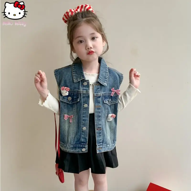 حار Kawaii مرحبا كيتي أنيمي سترة الأطفال الكرتون سترة سترة أنيقة تحمل شعار لعبة البيسبول جديد دافئ ملابس كاجوال مناسبة لخريف فتاة الملابس