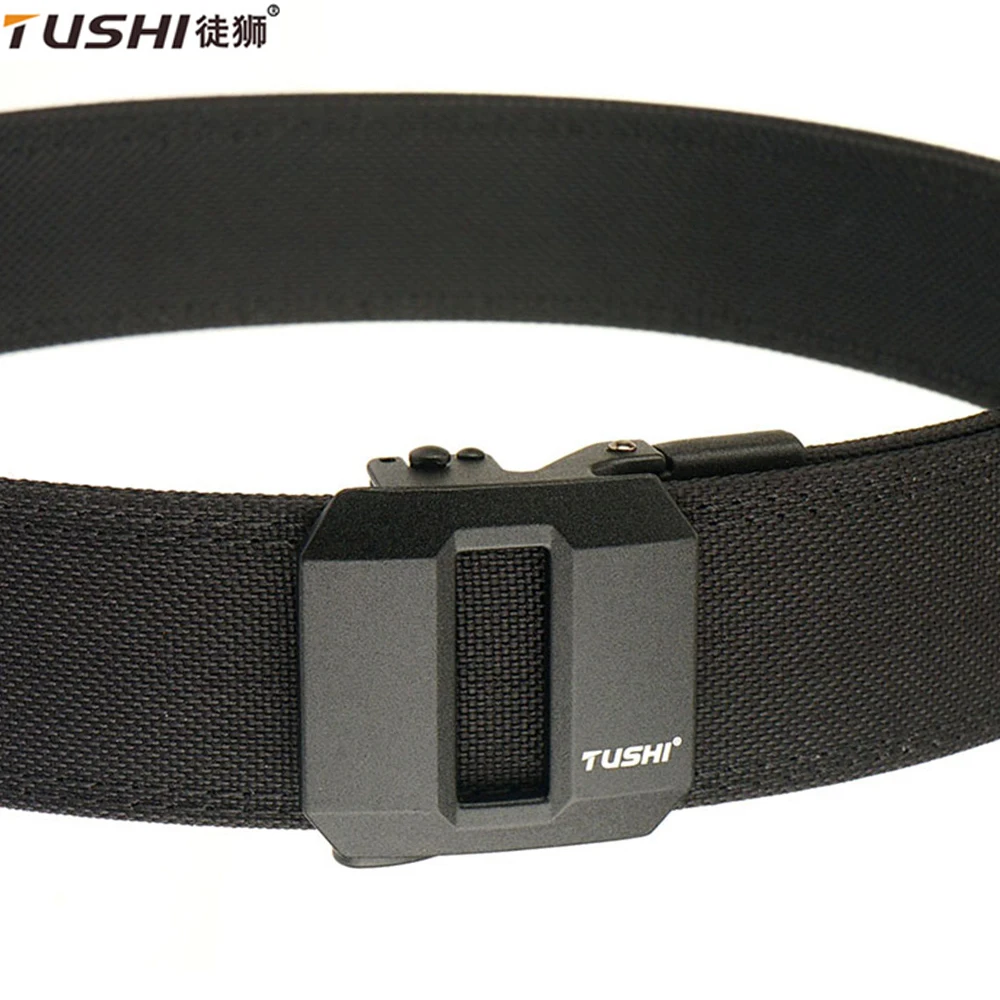 TUSHI New Military Belt for Men Sturdy Nylon Metal Automatic Buckle Police Duty Belt Tactical Outdoor Girdle IPSC Accessories