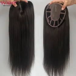 Fine Mono With Wefted Base Hair Toppers For Women 100% Chinese Cuticle Virgin Human Hair Wigs 6x7Inch Women Topper Hairpieces