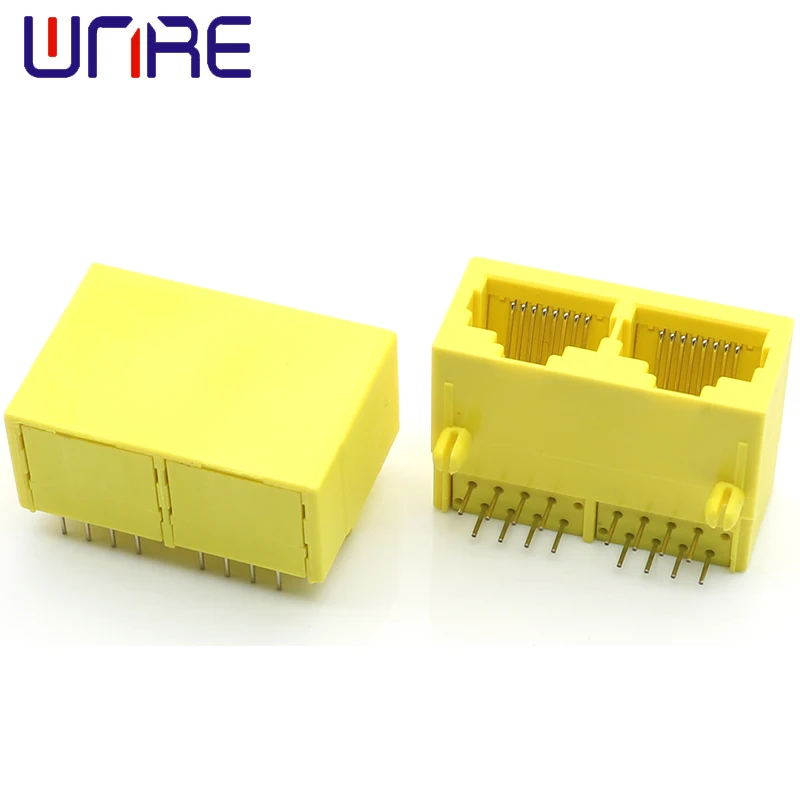 5Pcs RJ45-59-1X2 Full Plastic Yellow Without Light Crystal Head Unshielded Network Socket Connector Interface image 2