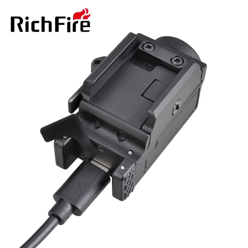 Richfire SFD-022 Pistol Flashlight 800 LM Tactical TYPE-C Gun Light Quick Release Strobe Torch with GL 20mm Picatinny Rail Mount