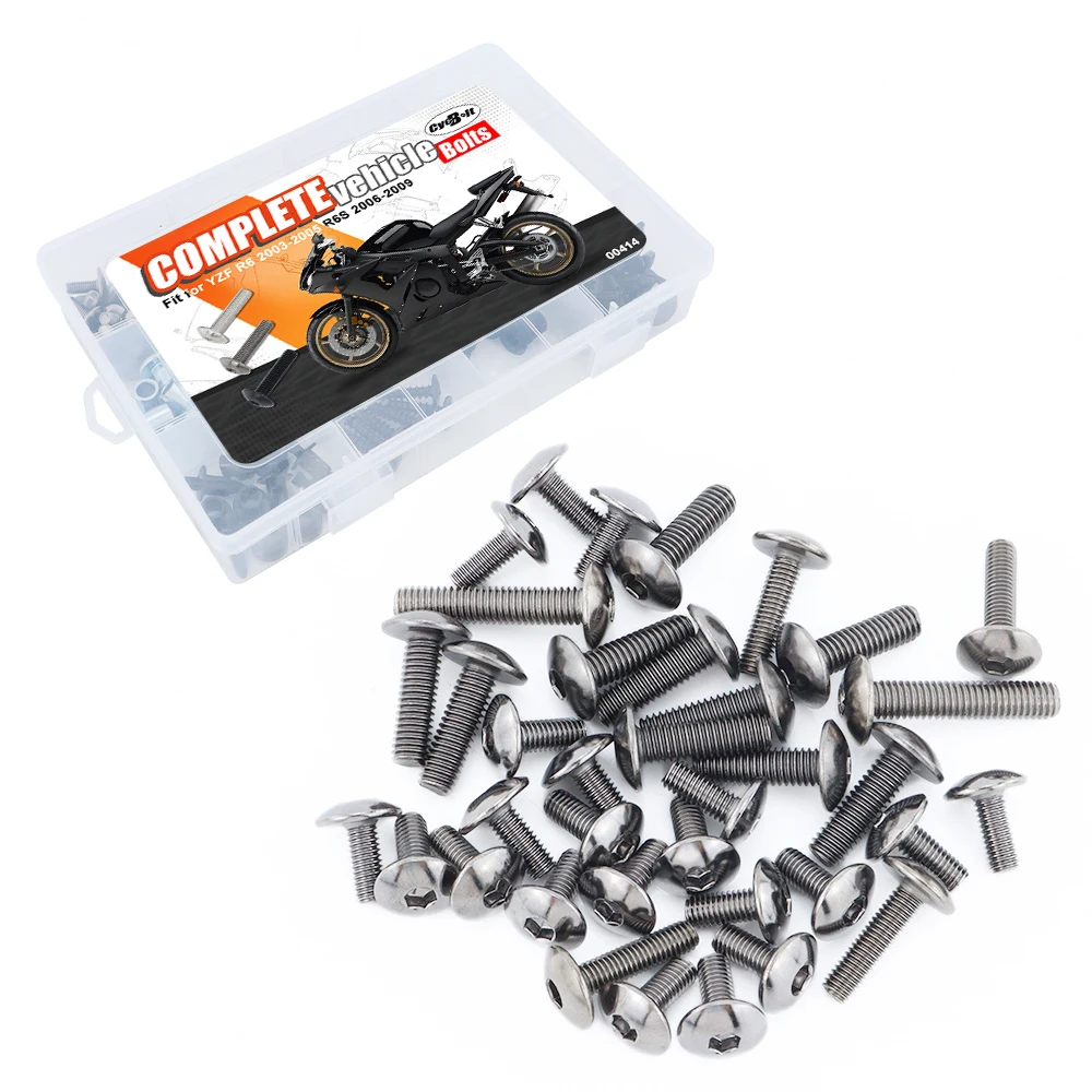 

Motorcycle Fit For Yamaha YZF R6 2003 2004 2005 R6S 2006-2009 Complete Full Fairing Bolts Kit Fairing CIips Nuts Screws Grommets
