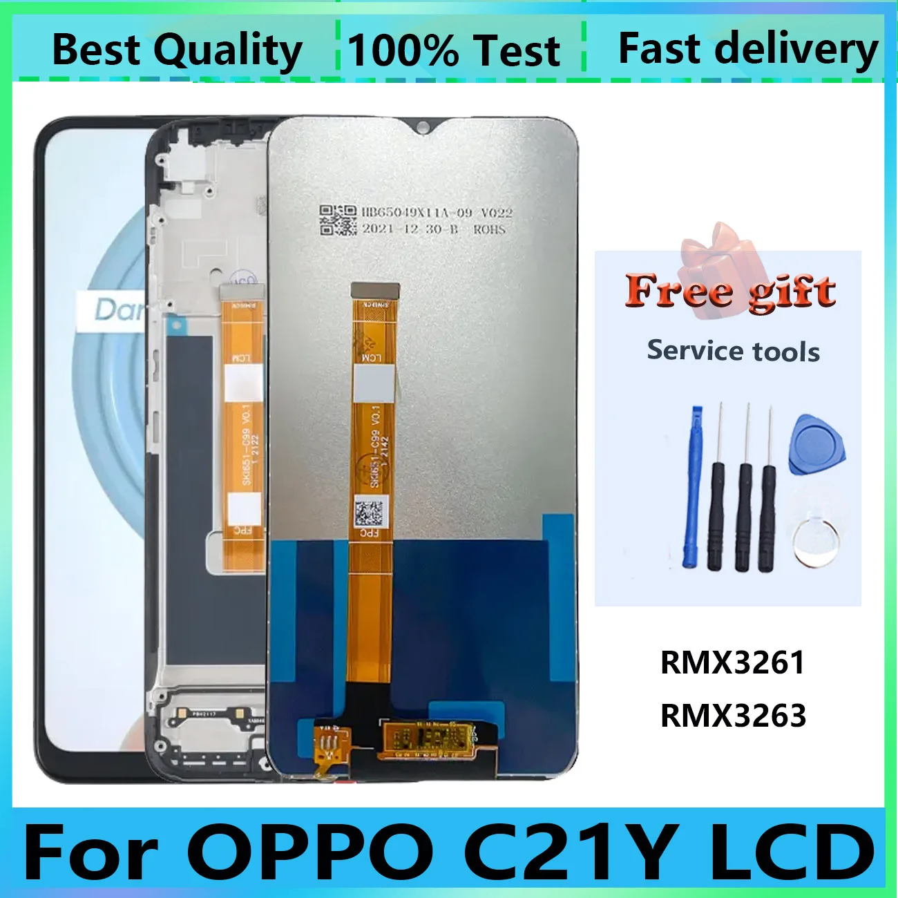 6,5 л.с. для OPPO Realme C21Y сенсорный экран с рамкой, RMX3261 RMX3263 ЖК-дисплей, дигитайзер, замена, ремонт деталей Pantalla
