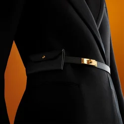 Cinturón de cintura de cuero Real para mujer, cinturones pequeños decorativos clásicos, accesorios para bolsos
