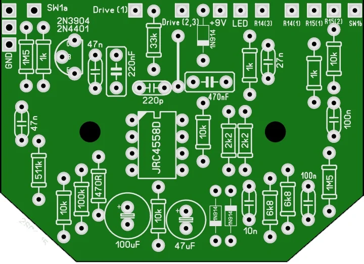 Diy Handmade Guitar Effects SD9 Replica Distortion Monoblock Effects Board PCB Blank