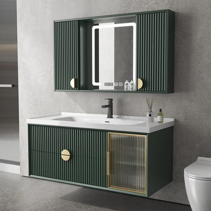 

Modern Simple Solid Wood Bathroom Cabinet Combo Nordic Wall-mounted Bathroom Mirror Shelves Home Furniture Muebles De Baño FYBC